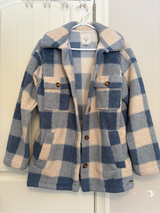 Billabong Jackets & Blazers - S Billabong Check Sherpa Jacket in Blue & Cream